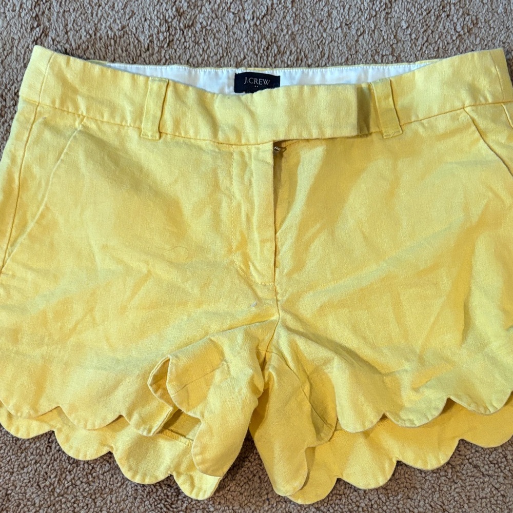 J. Crew Canary Yellow Scallop Hem Women's Shorts